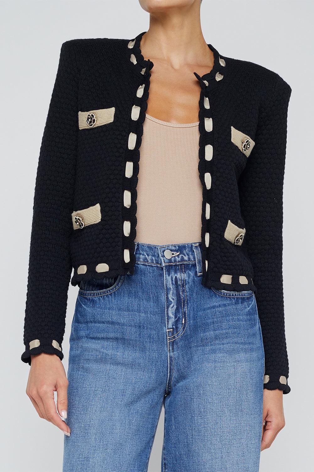 Astor Cardigan - Black Cappucino-BK/CAPPU-XS-CLOTHINGTOPCARDIGAN-L'AGENCE