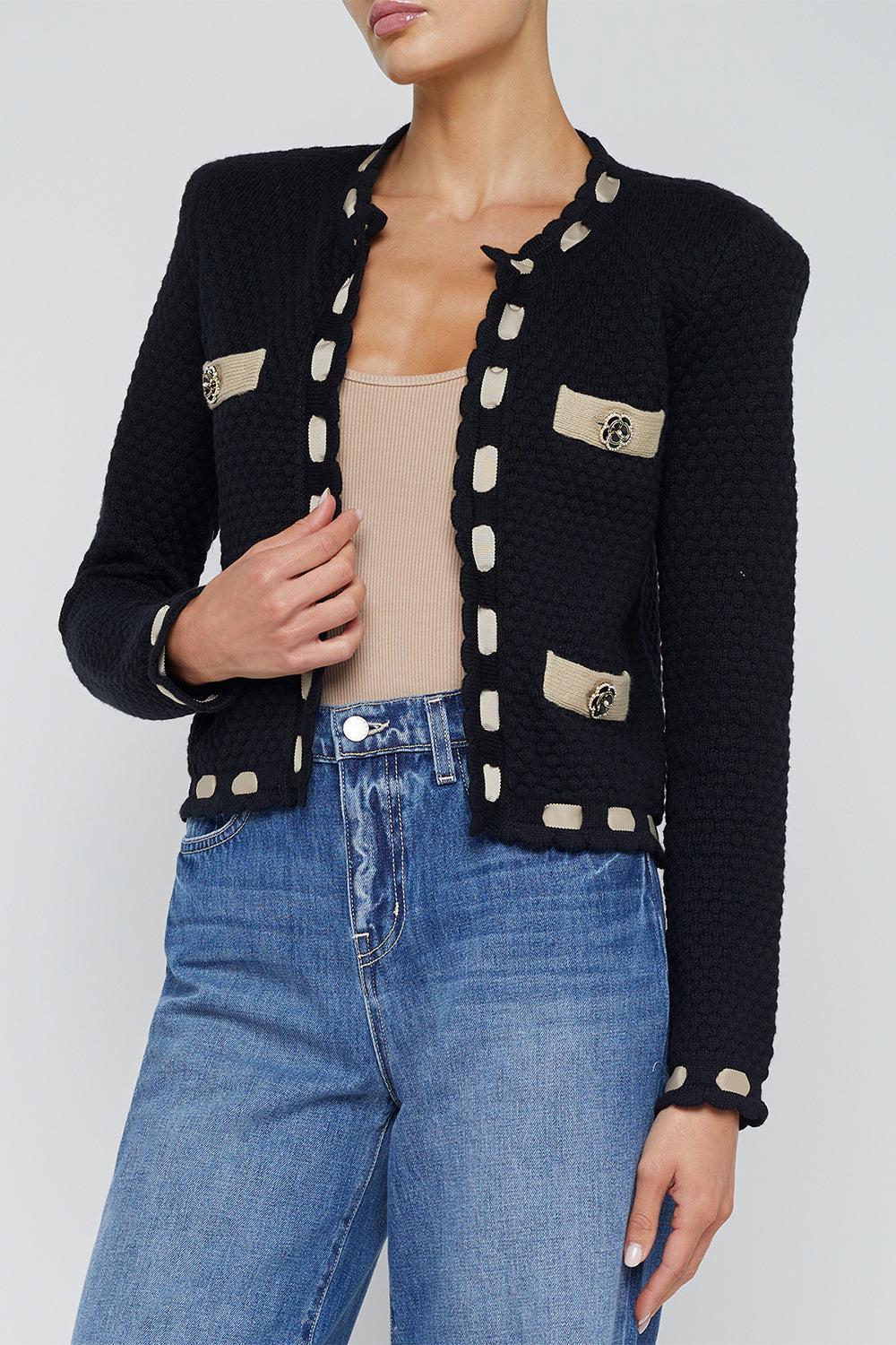 Astor Cardigan - Black Cappucino-BK/CAPPU-XS-CLOTHINGTOPCARDIGAN-L'AGENCE