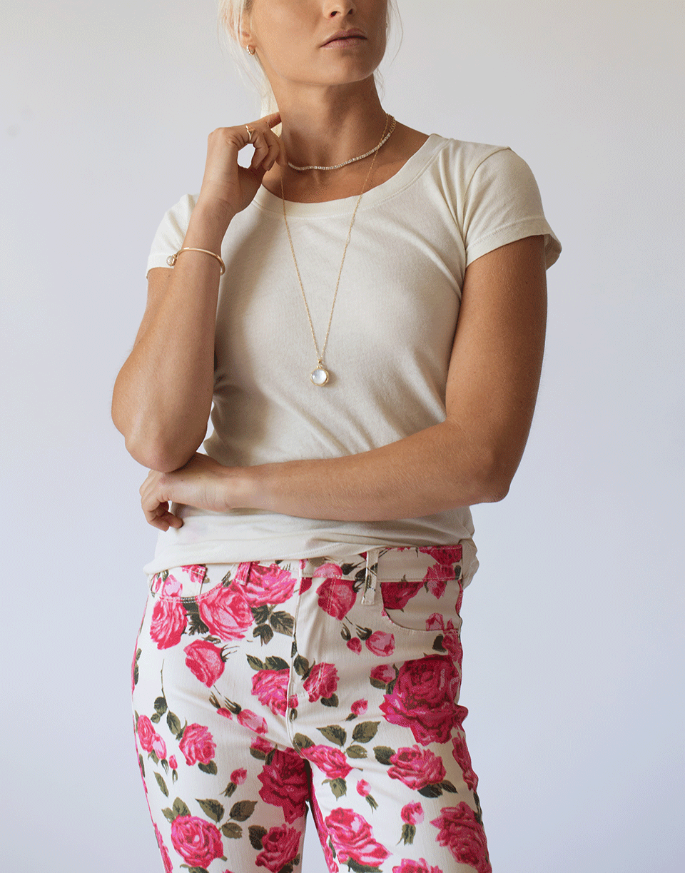 L'AGENCE-Coconut Cory Scoop Neck Tee-