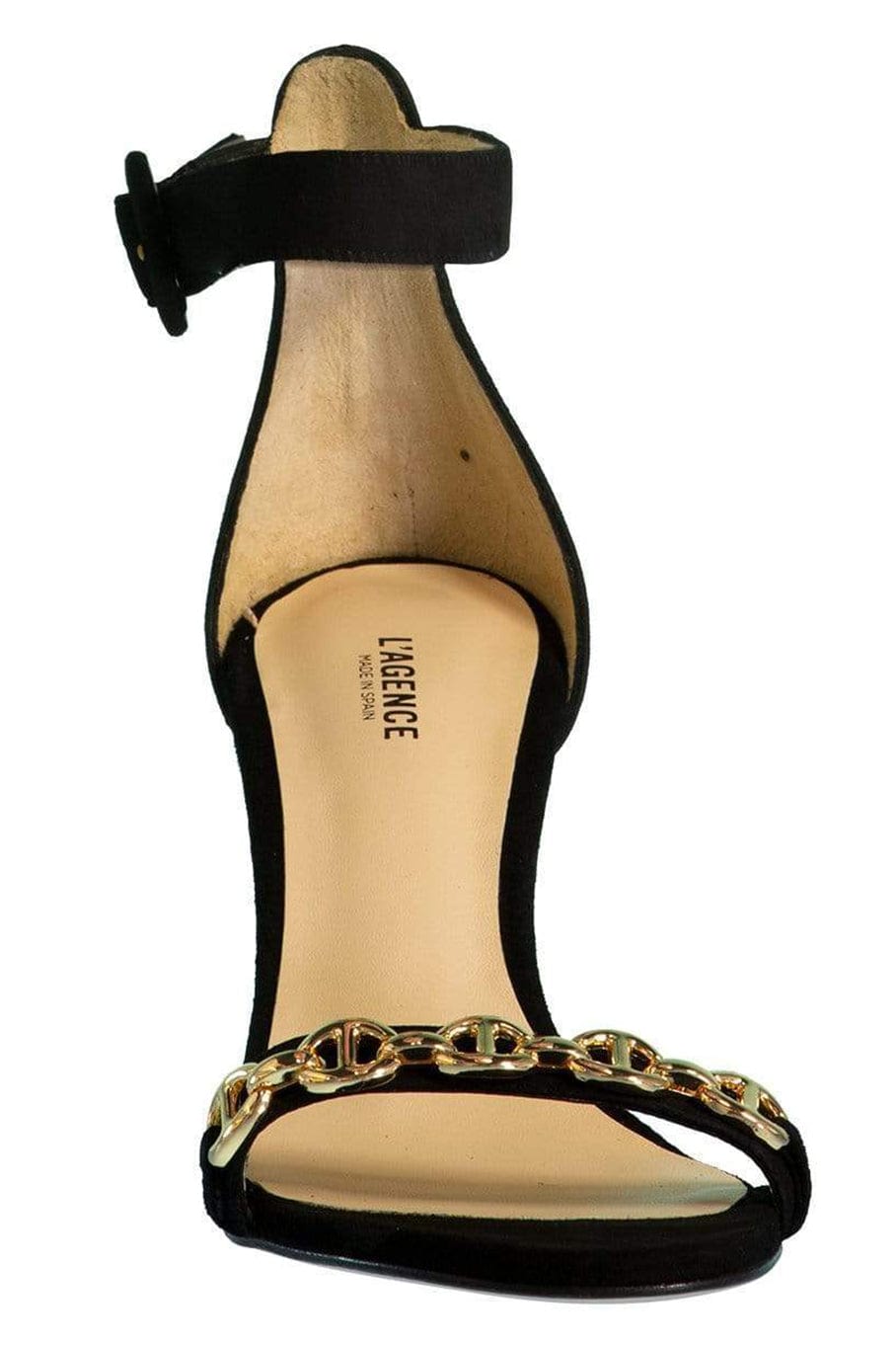 L'AGENCE-Suede Heeled Bridget Sandal - Black-