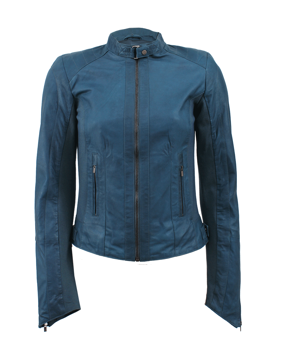 LAMARQUE-Mix Media Biker Leather Jacket-