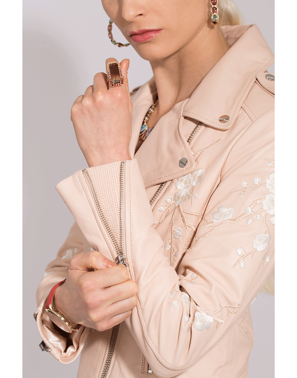 LAMARQUE-Donna Floral Leather Jacket-