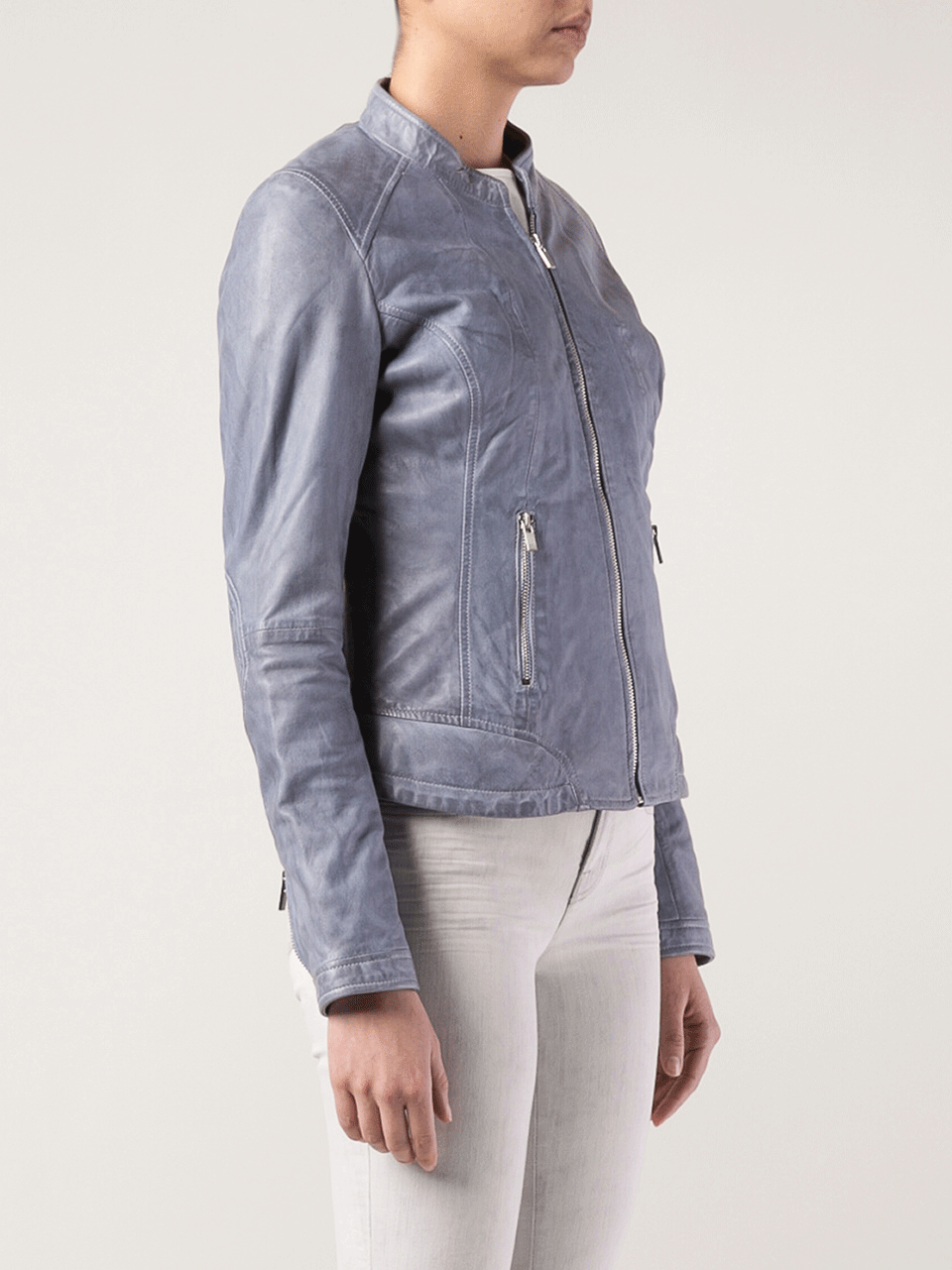 LAMARQUE-Alice Collarless Biker Jacket-