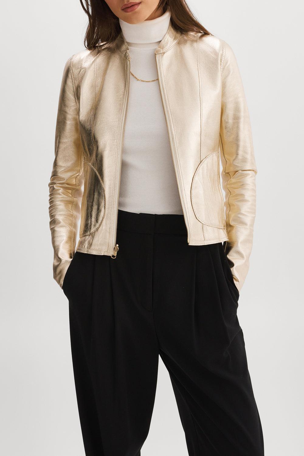 Chapin Jacket - Bone Gold-BONE/GLD-XS-CLOTHINGJACKETLEATHER-LAMARQUE