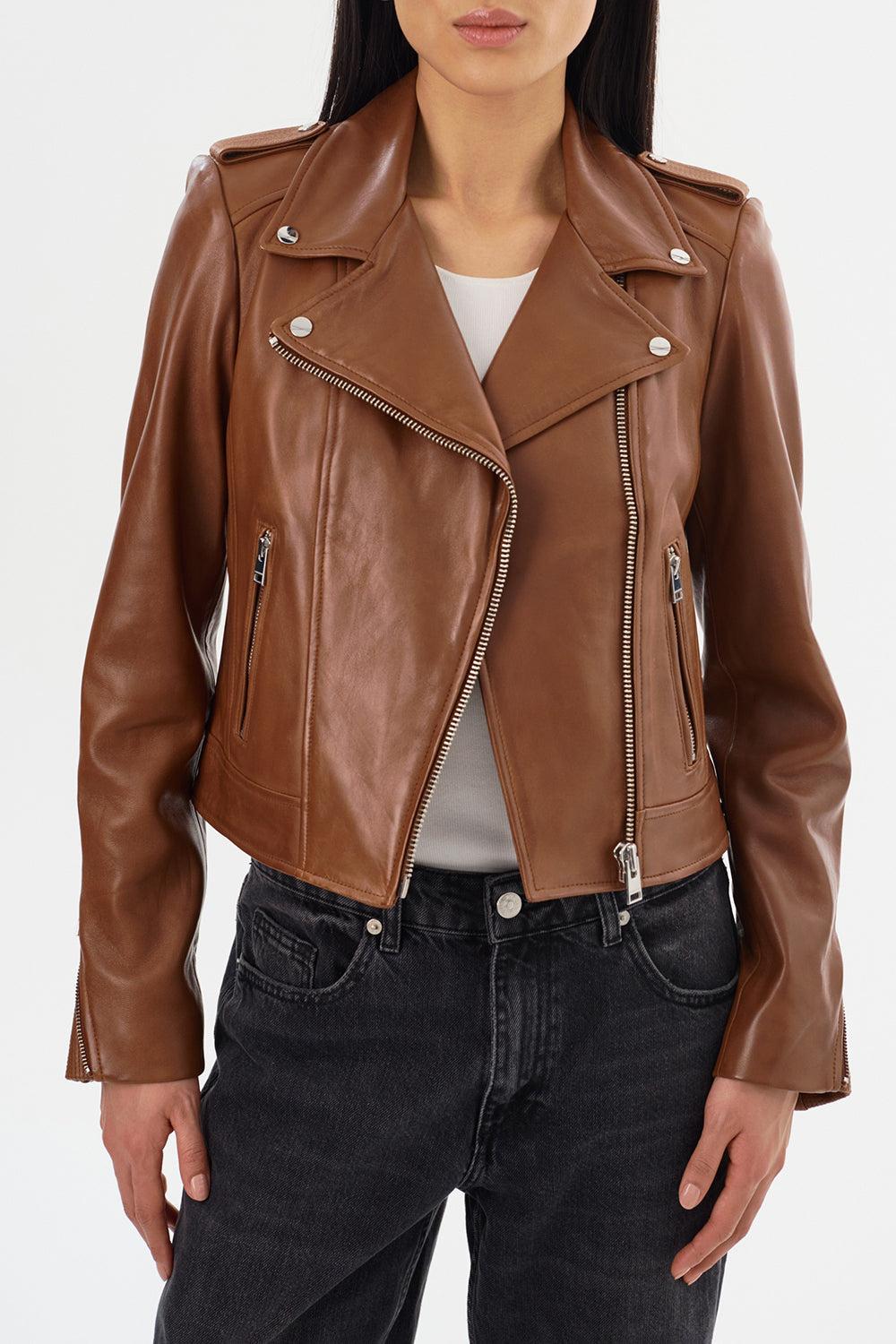 Donna Leather Jacket-LUGGAGE-XS-CLOTHINGJACKETLEATHER-LAMARQUE