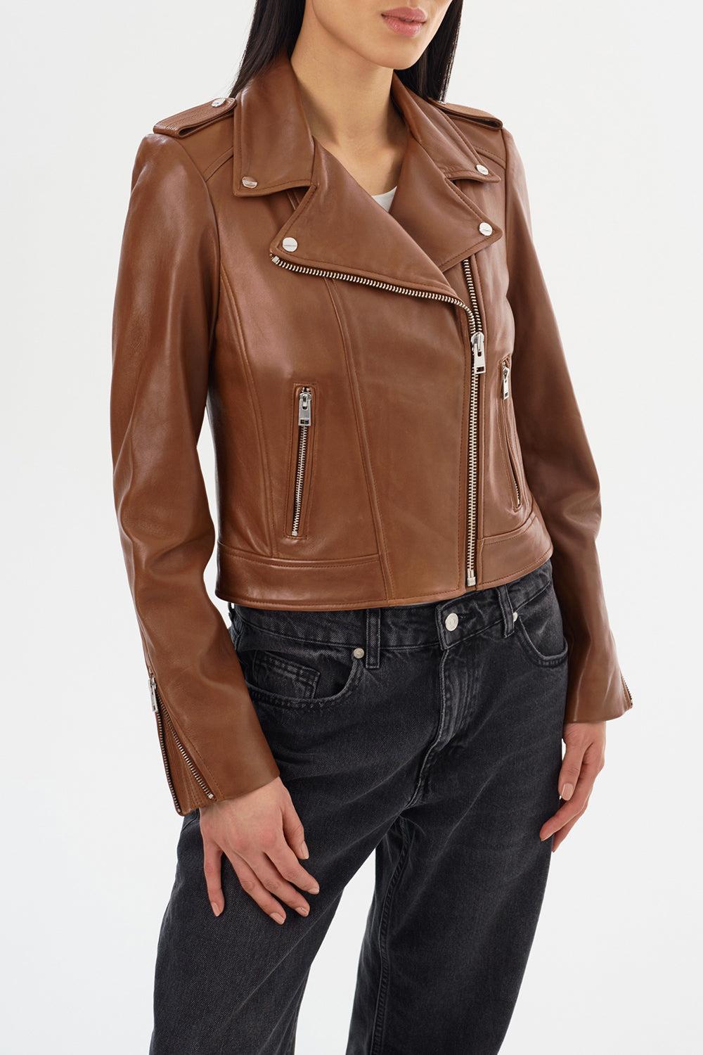 Donna Leather Jacket-LUGGAGE-XS-CLOTHINGJACKETLEATHER-LAMARQUE