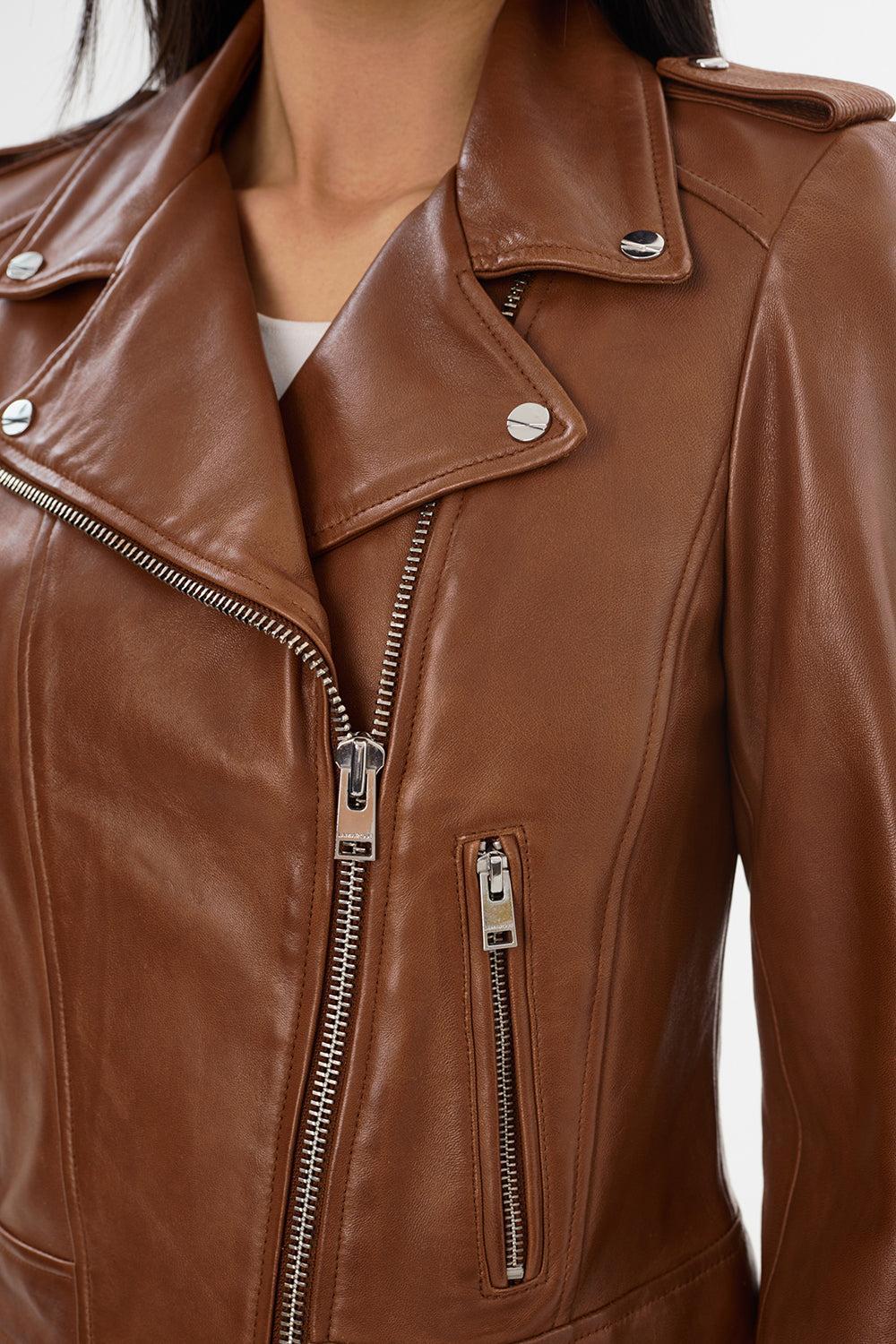 Donna Leather Jacket-LUGGAGE-XS-CLOTHINGJACKETLEATHER-LAMARQUE