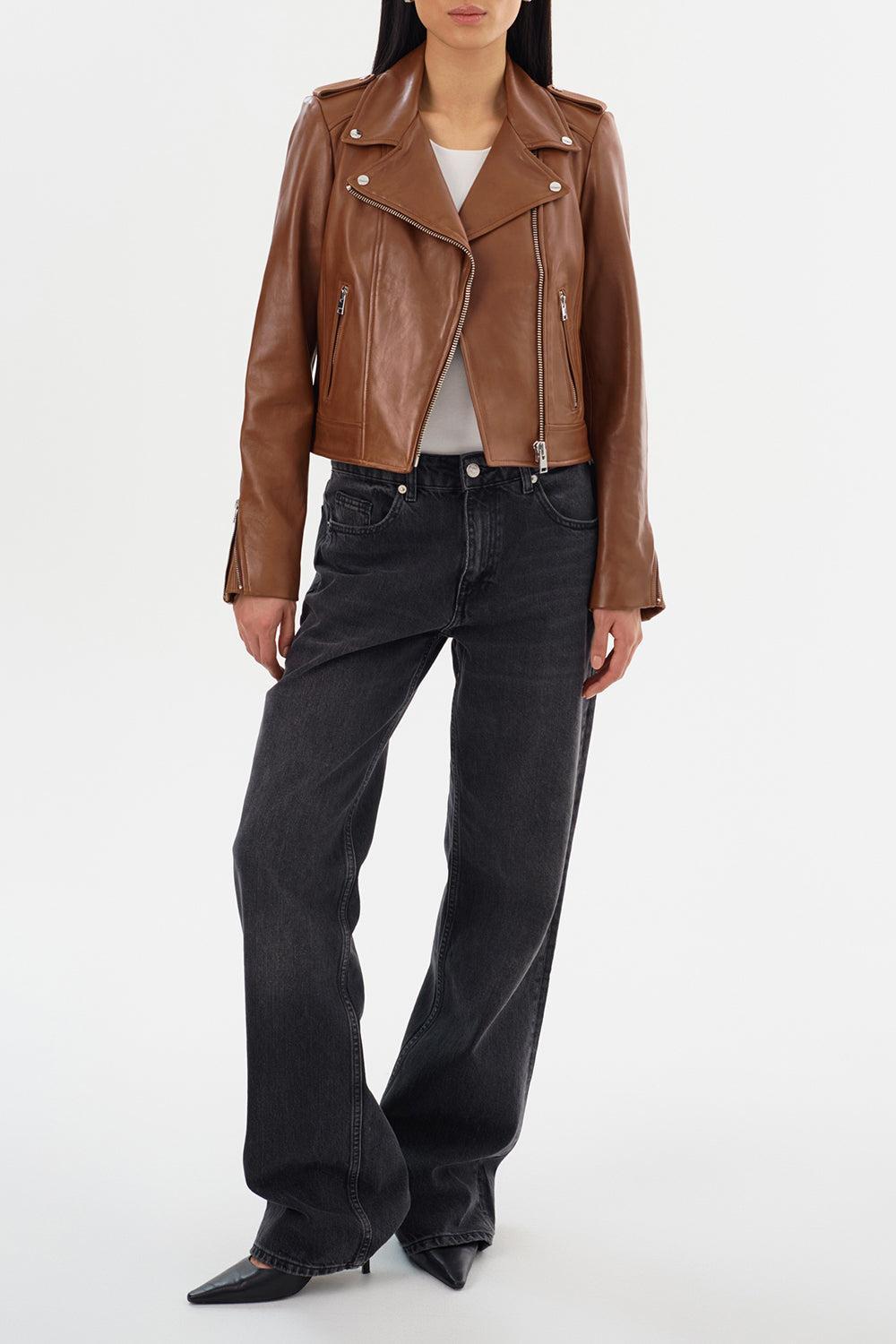 Donna Leather Jacket-LUGGAGE-XS-CLOTHINGJACKETLEATHER-LAMARQUE