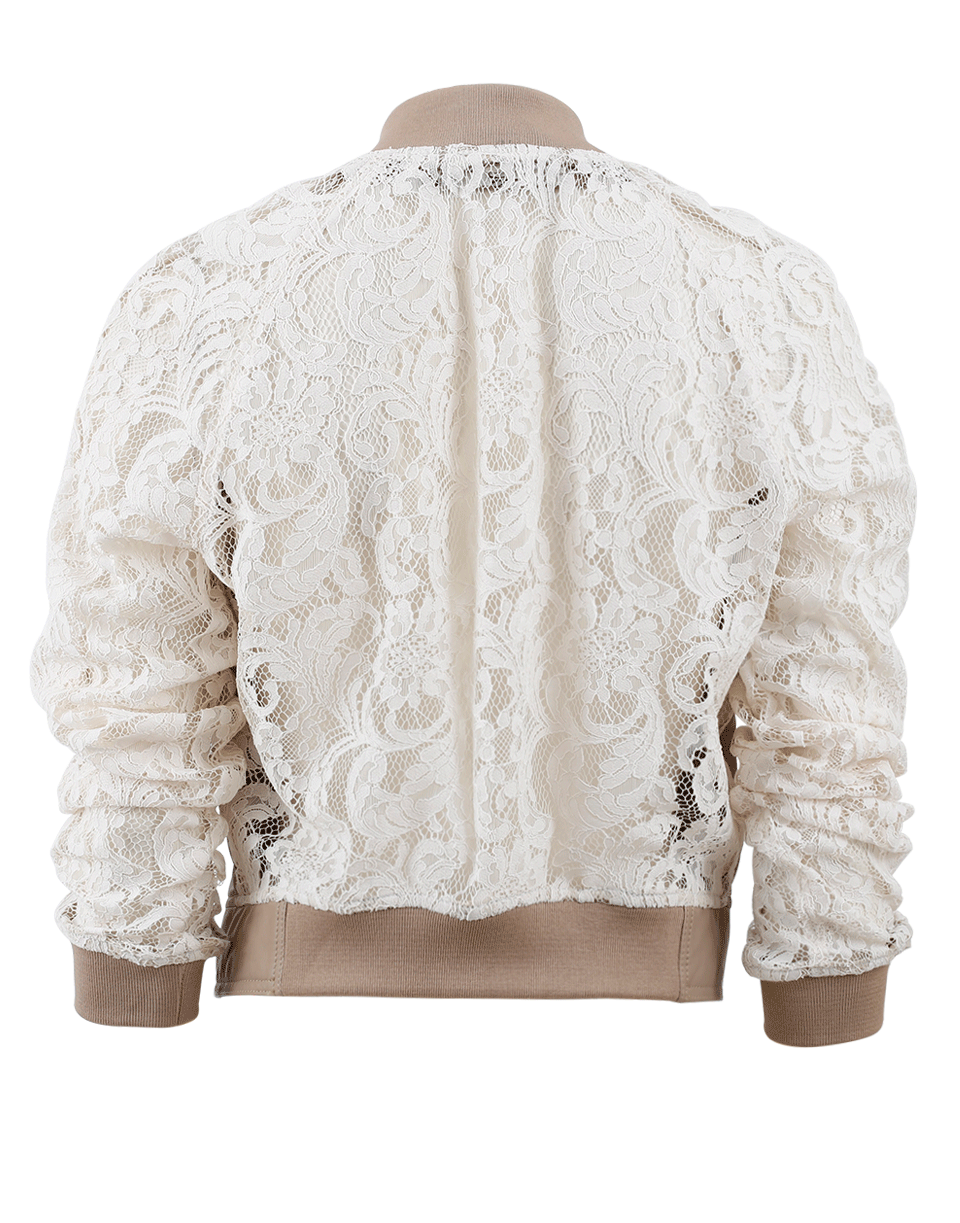 LAMARQUE-Lace Sleeve Bomber Jacket-