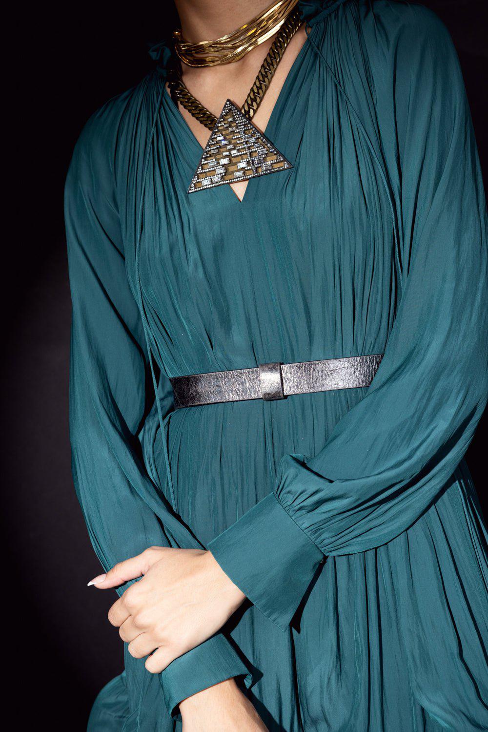 LANVIN-Metallic Silver Belt-