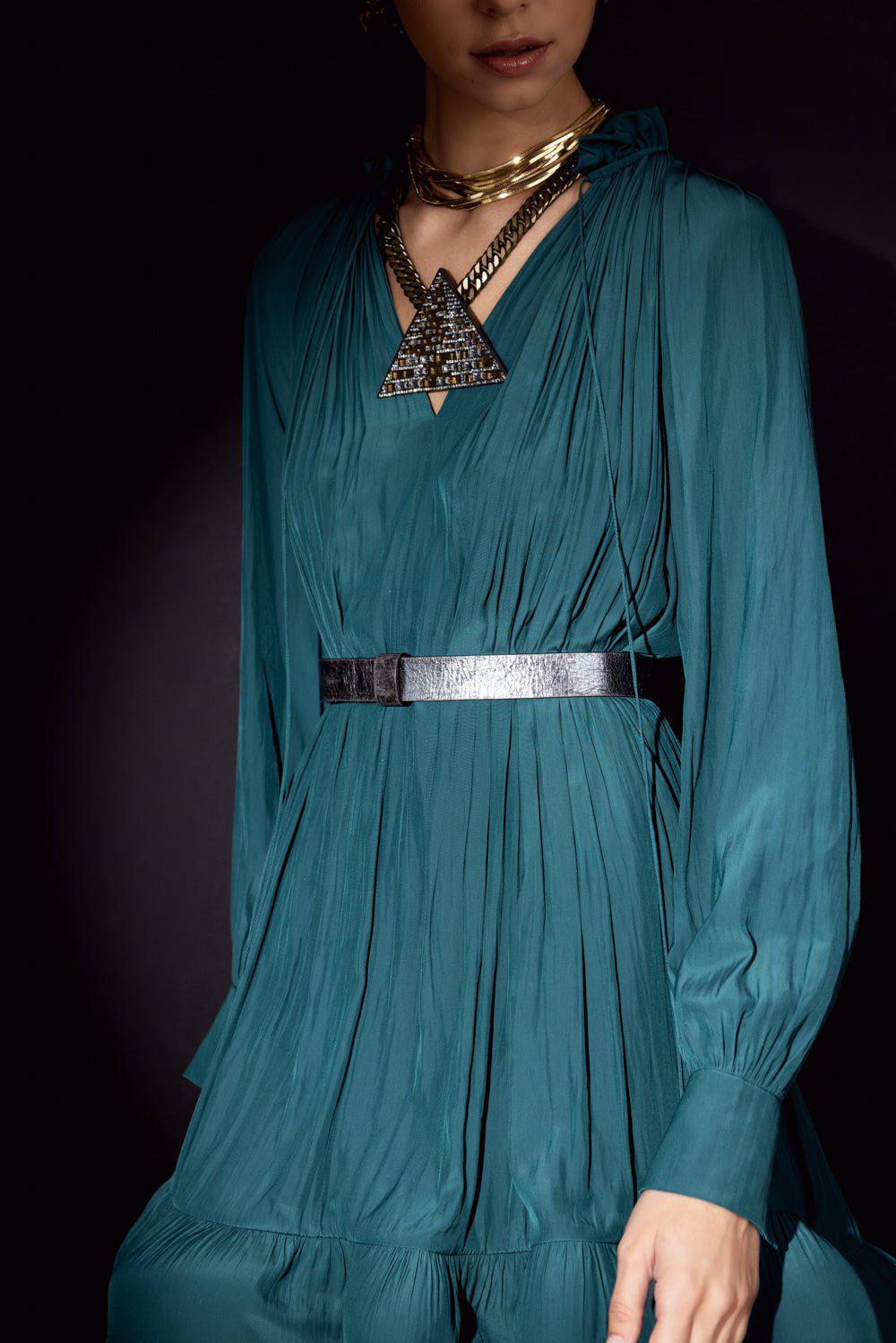 LANVIN-Metallic Silver Belt-