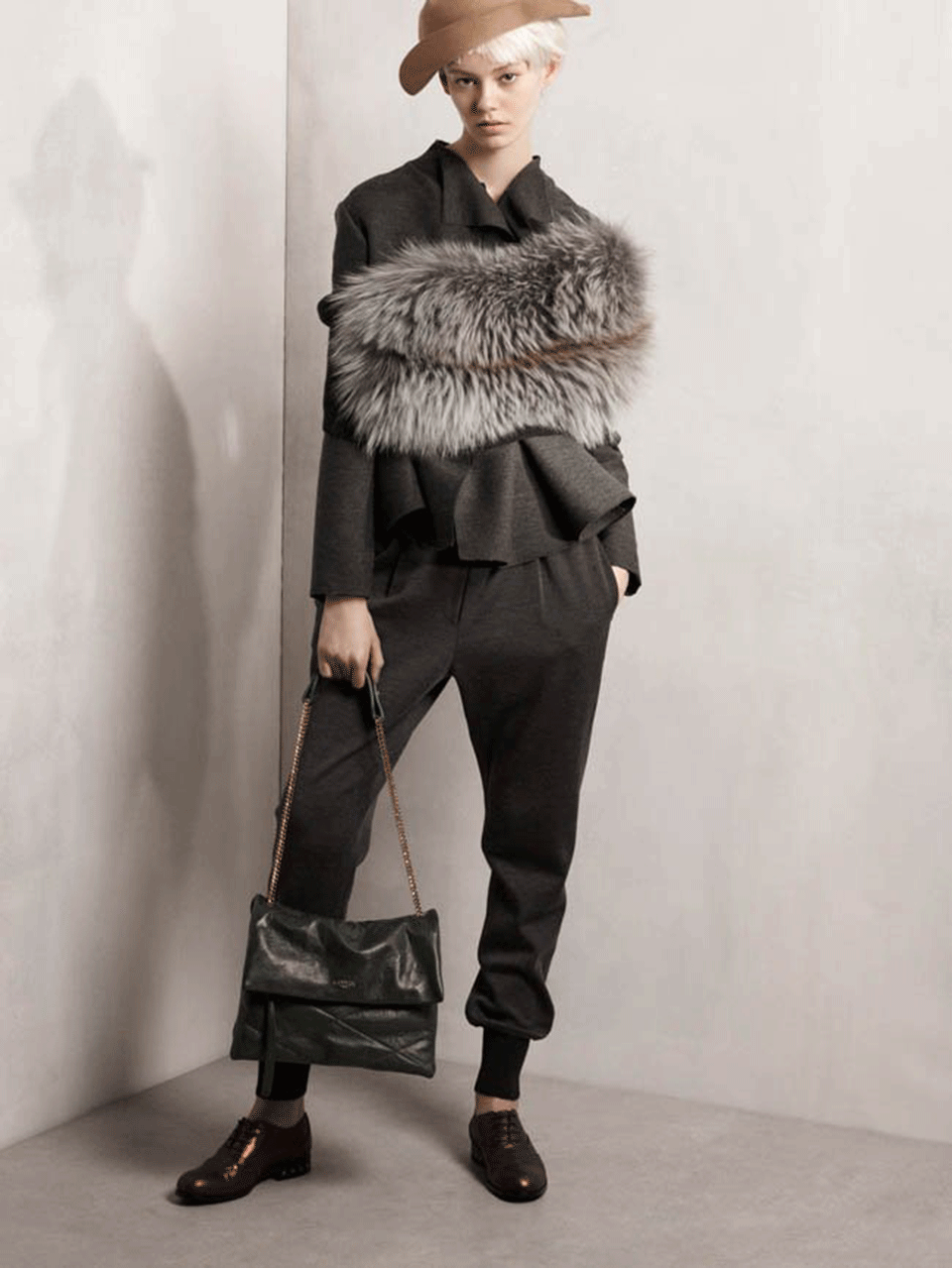 LANVIN-Fur Donut With Knit-BLUE