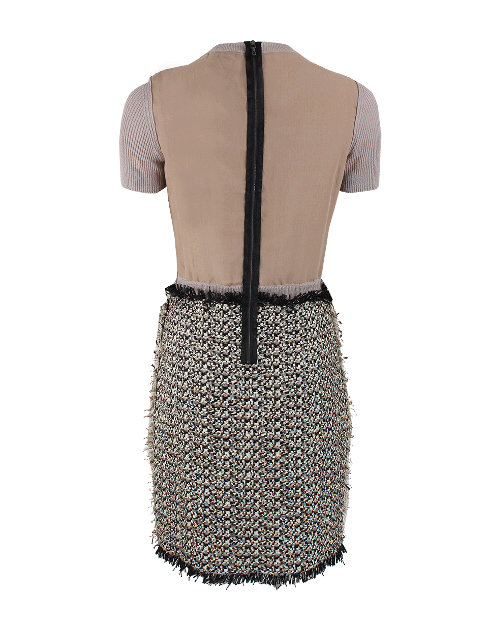 LANVIN-Short Sleeve Silk Back Tweed Skirt Dress-