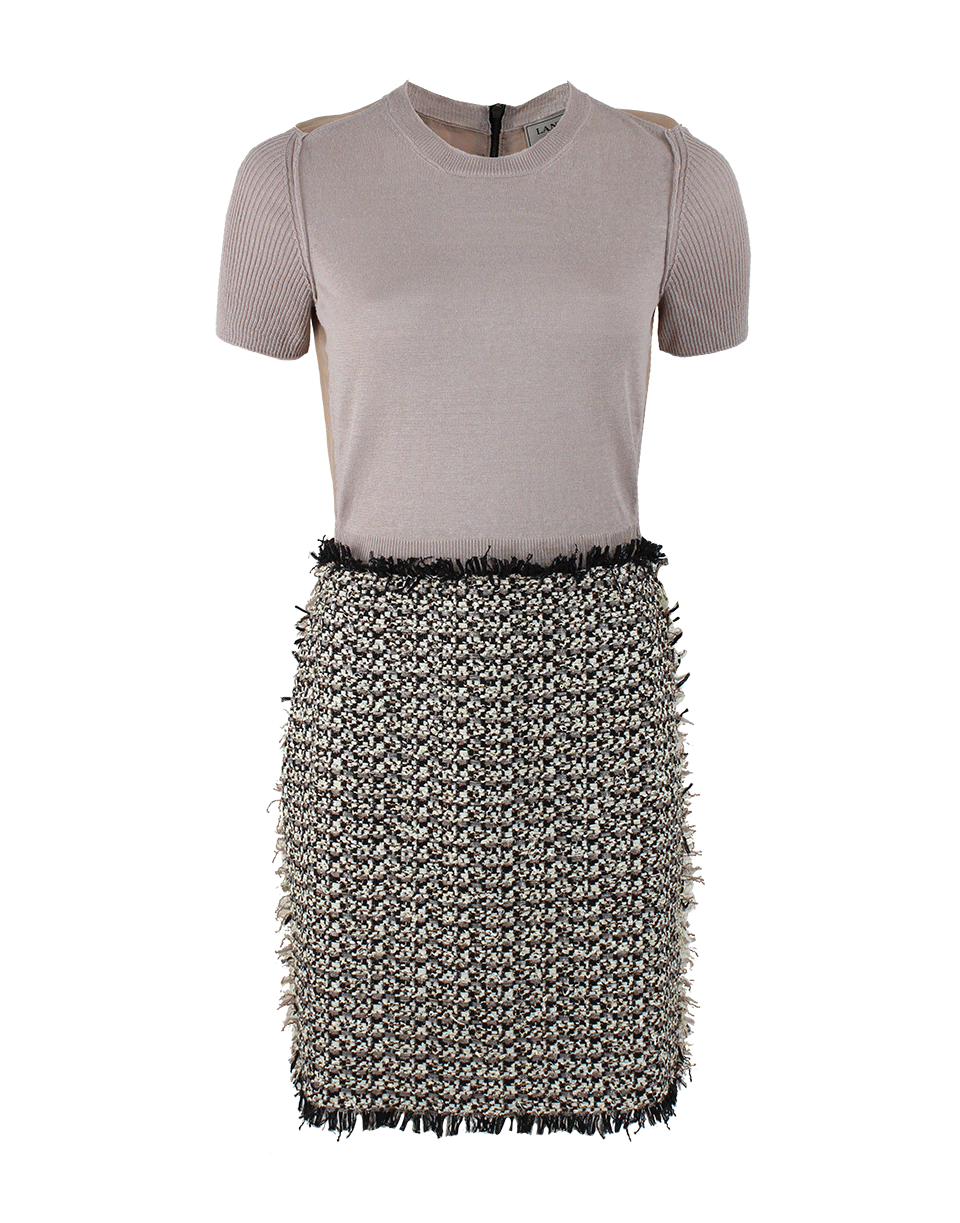LANVIN-Short Sleeve Silk Back Tweed Skirt Dress-