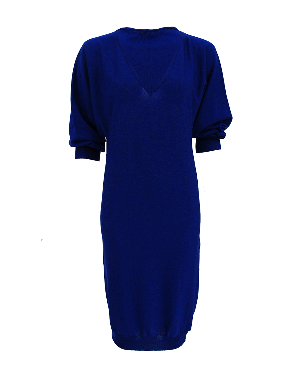 LANVIN-Long Sleeve V-Neck Knit Dress-