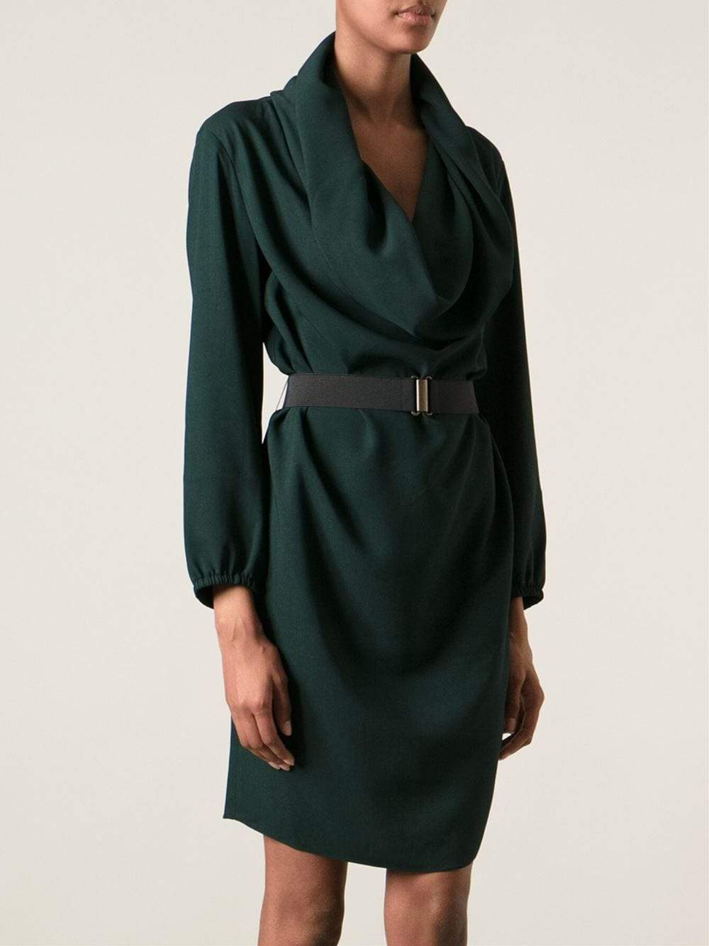 LANVIN-Asymmetric Belted Dress-