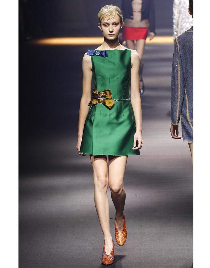 LANVIN-Wrap And Bow Cocktail Dress-GREEN