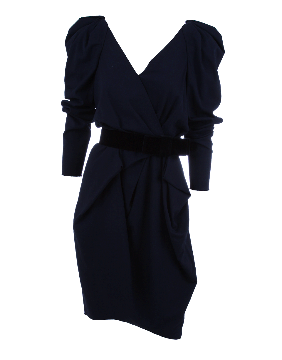 LANVIN-V Neck Pleated Detail Dress-