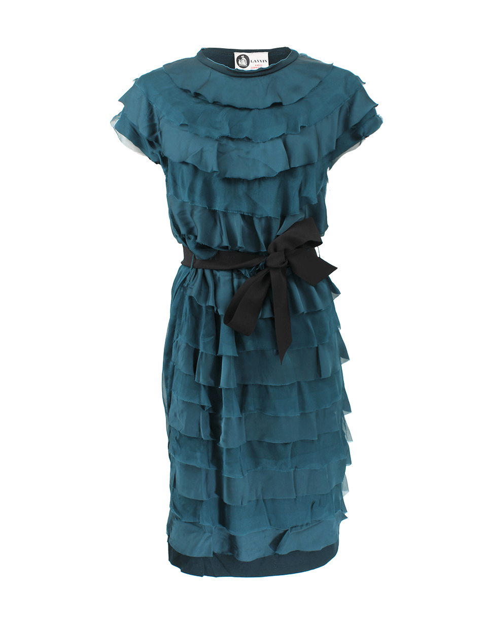 LANVIN-Ribbon Ruffle T-Shirt Dress-