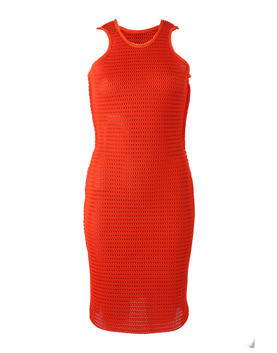 LANVIN-Racerback Textured Scuba Dress-POPPY