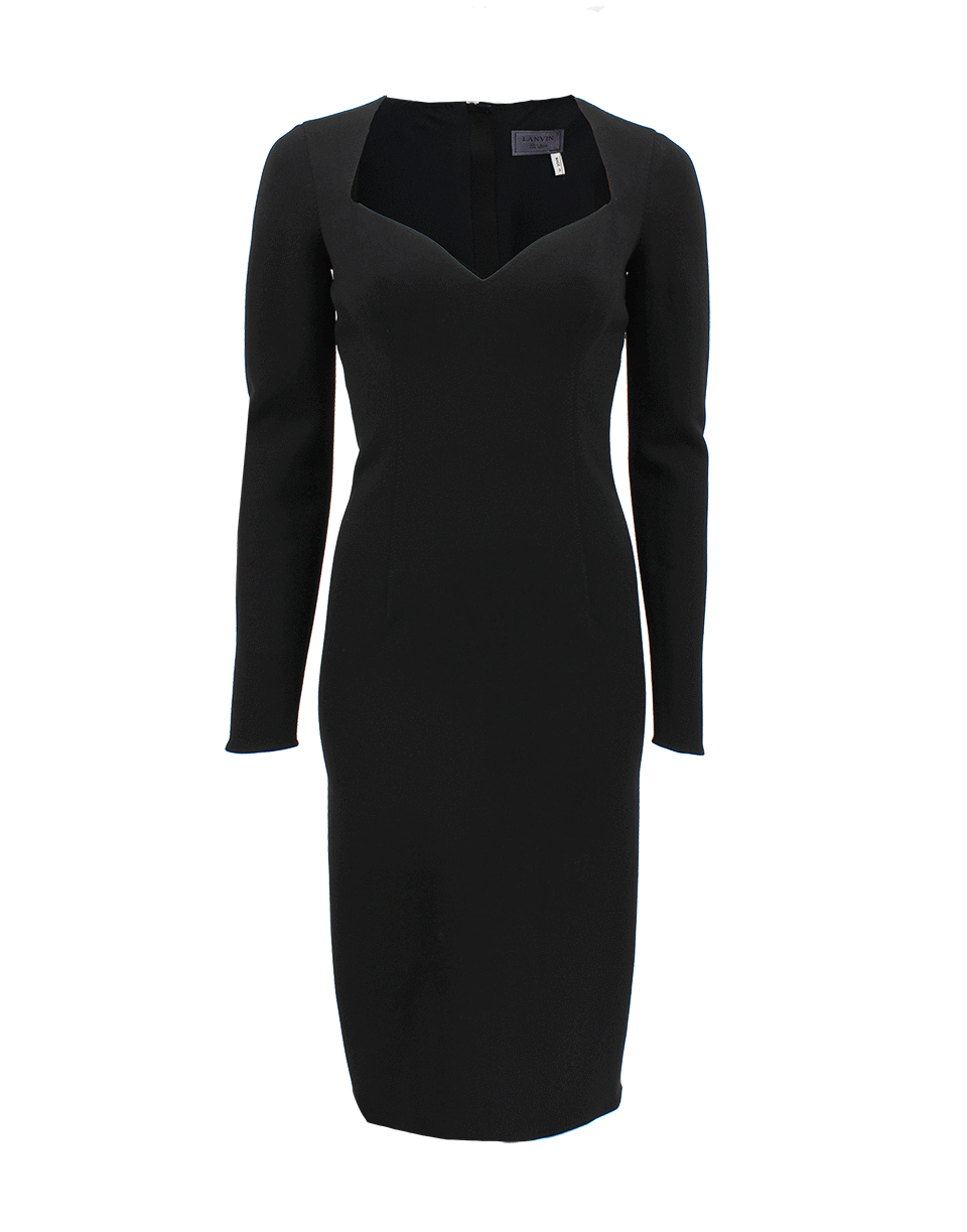LANVIN-Black Longsleeve Sweetheart Dress-
