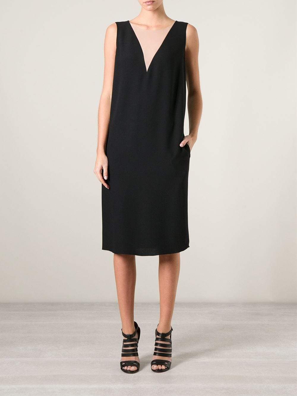 LANVIN-Illusion Neck Dress-BLACK