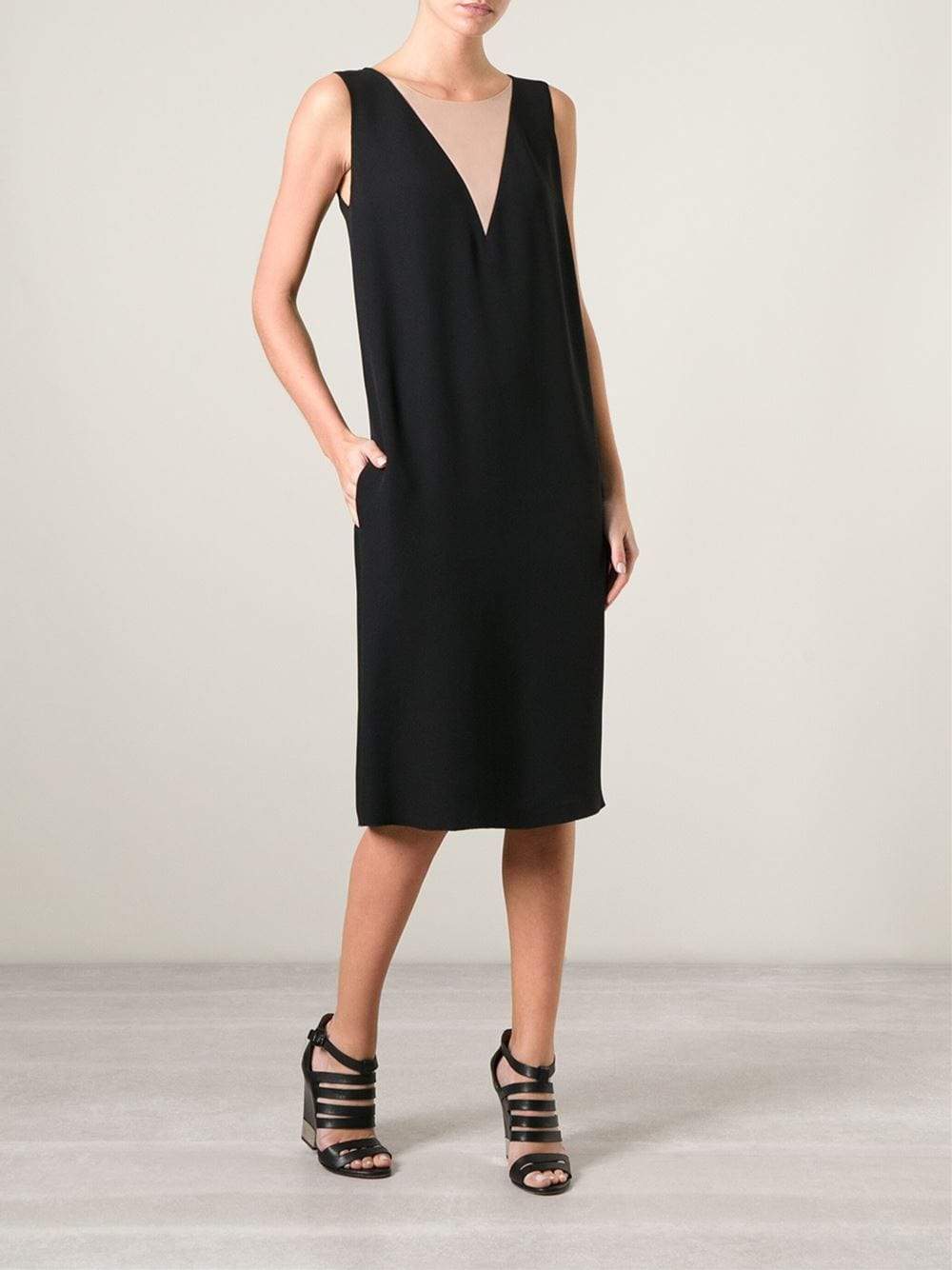 LANVIN-Illusion Neck Dress-BLACK