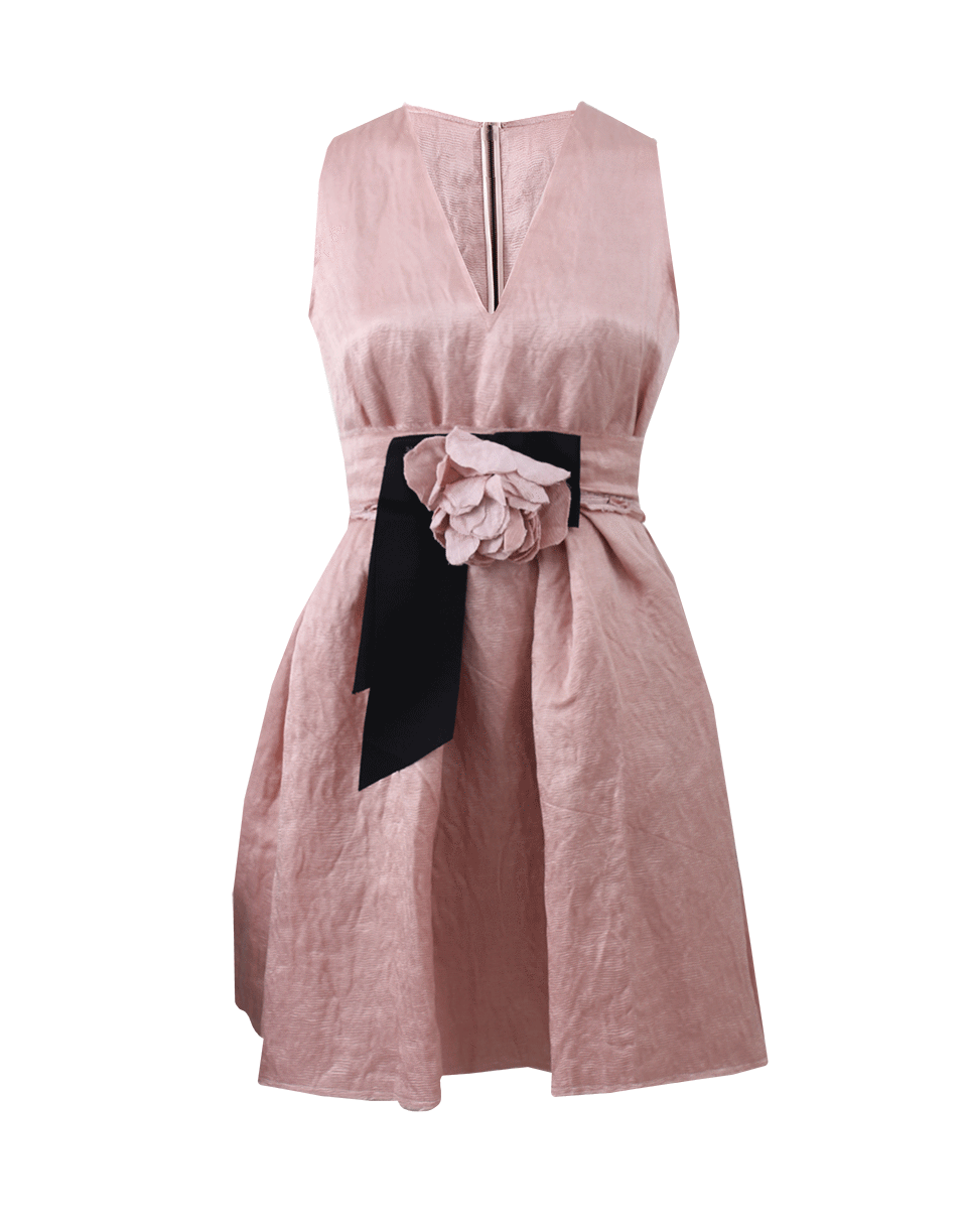LANVIN-V-Neck Grosgrain Floral Dress-BLUSH