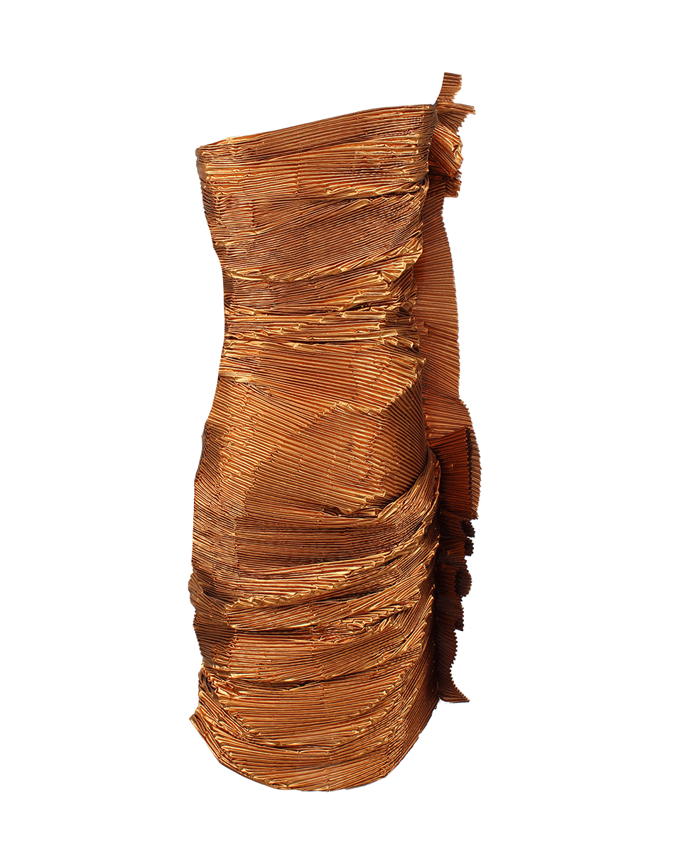 LANVIN-Strapless Boned Plisse Dress-COPPER