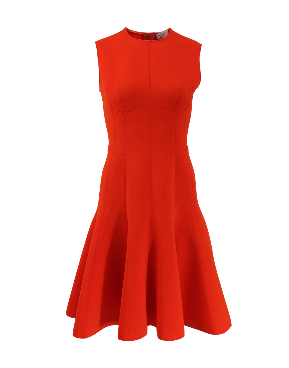 LANVIN-Crewneck Scuba Dress-ORANGE