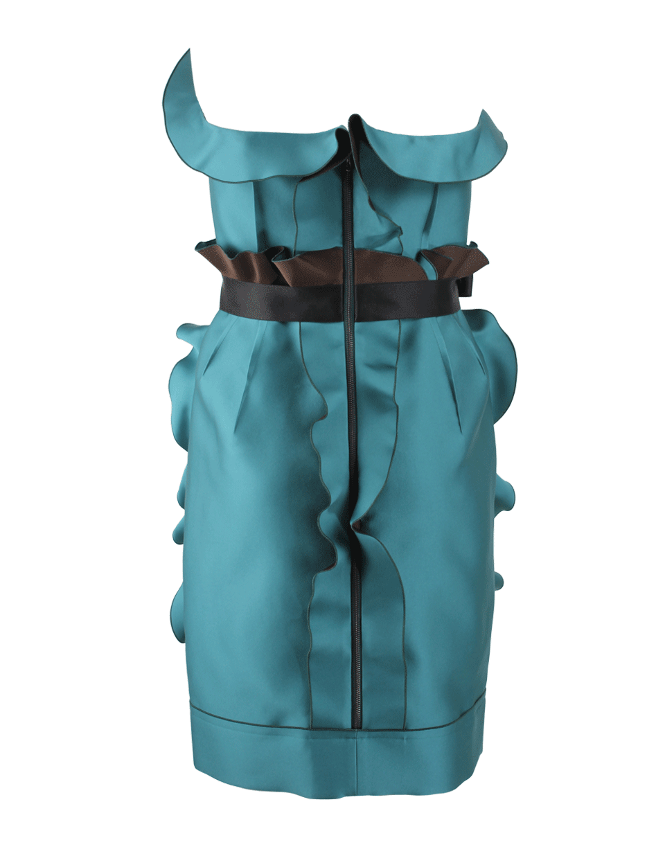 LANVIN-Strapless Ruffled Cocktail Dress-FOREST
