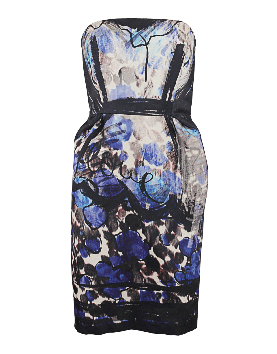 LANVIN-Strapless Empire Waist Printed Dress-