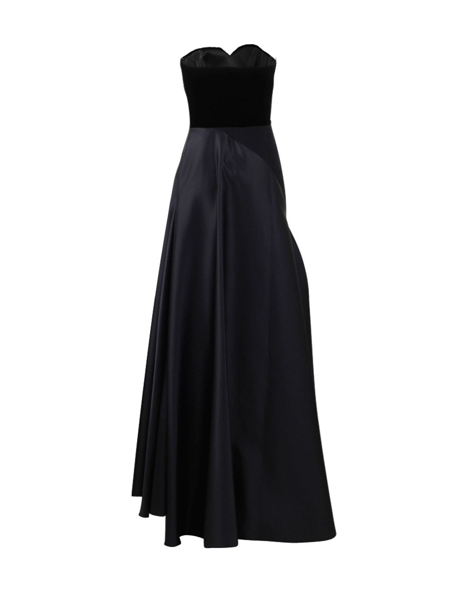 LANVIN-Velvet Bodice Duchesse Gown-BLACK