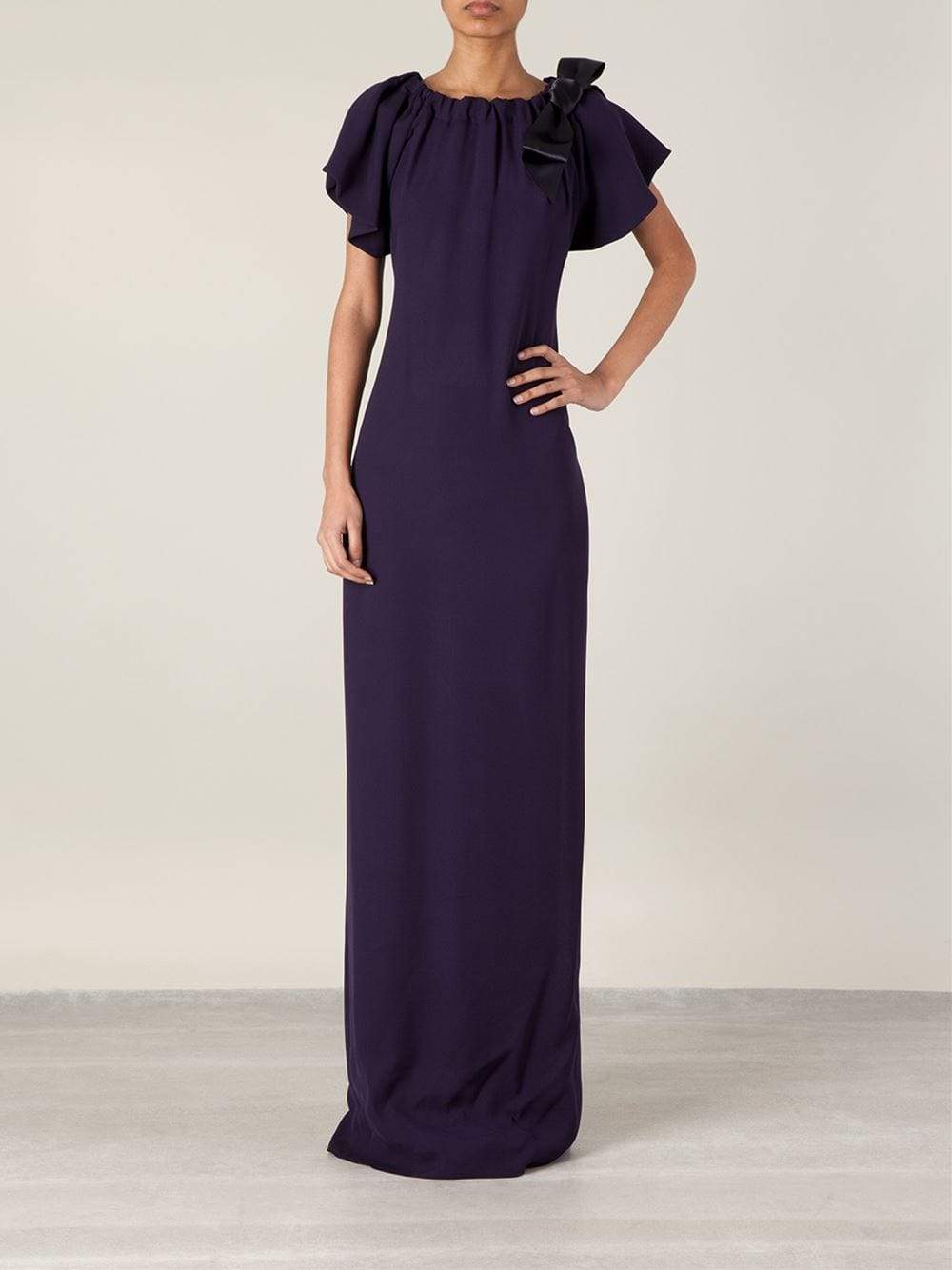LANVIN-Gathered Neck Gown-NAVY