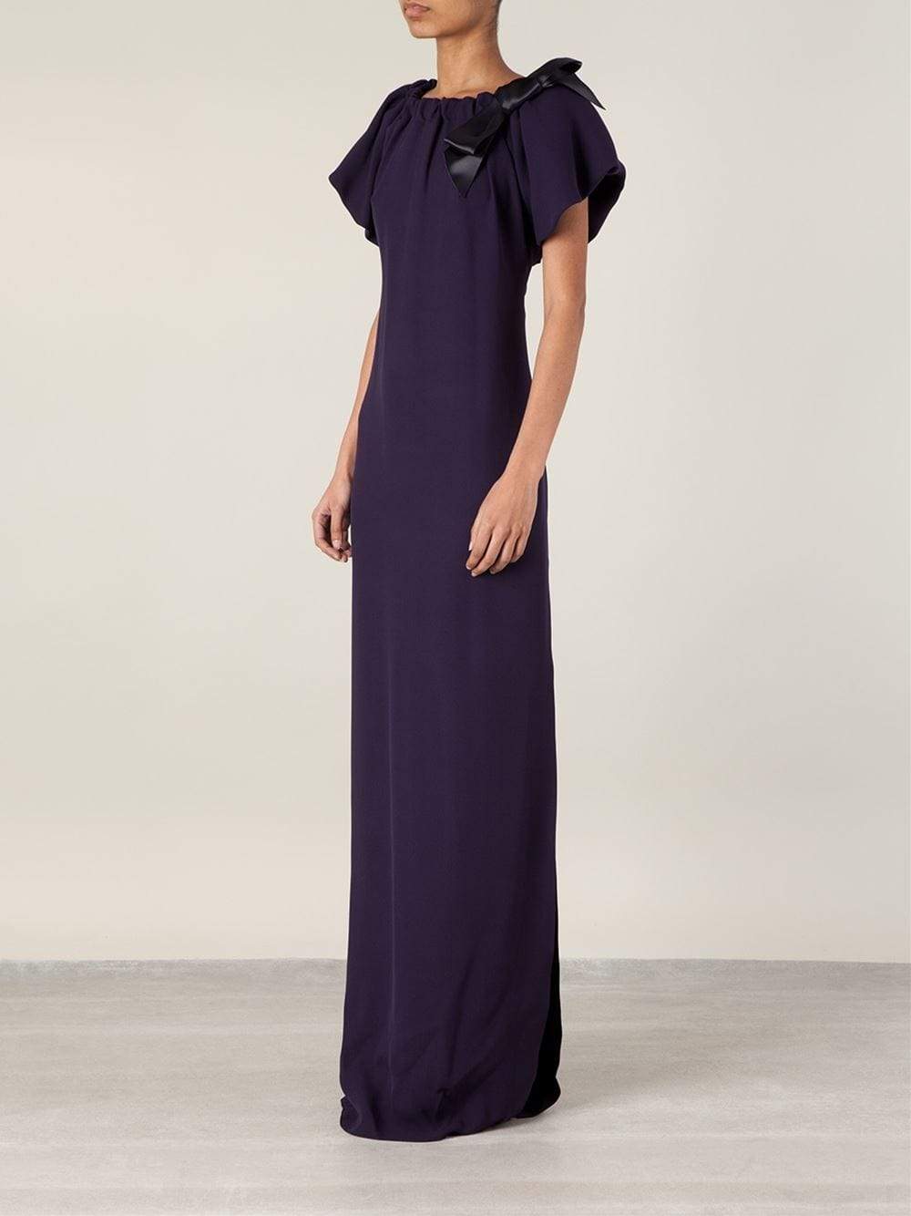 LANVIN-Gathered Neck Gown-NAVY