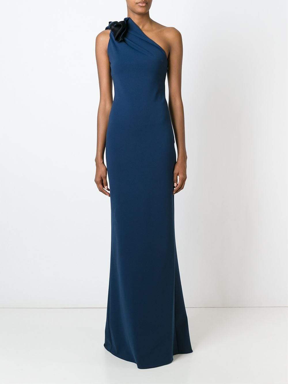 LANVIN-One Bow Shoulder Gown-NAVY