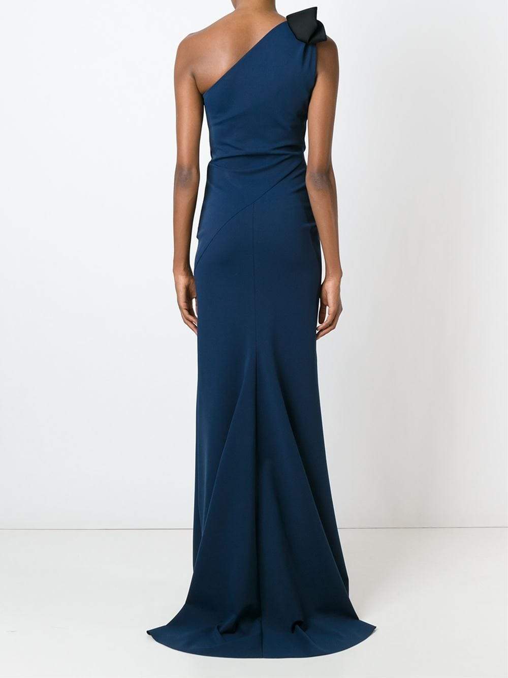 LANVIN-One Bow Shoulder Gown-NAVY