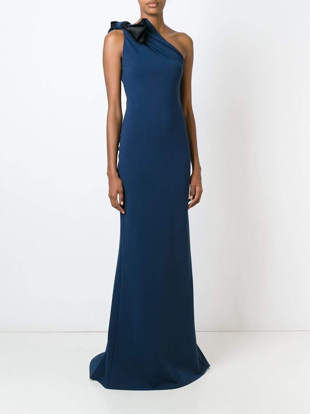 LANVIN-One Bow Shoulder Gown-NAVY