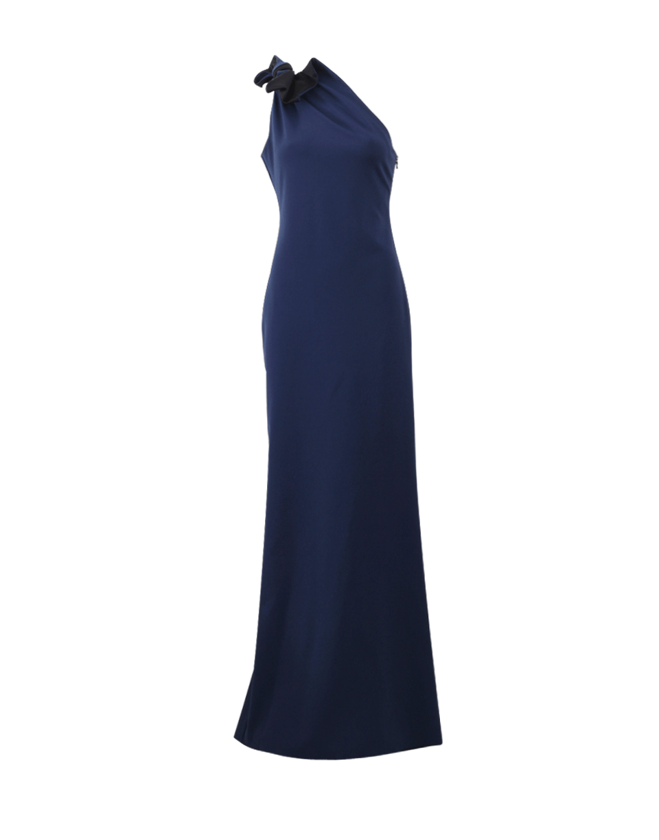 LANVIN-One Bow Shoulder Gown-NAVY