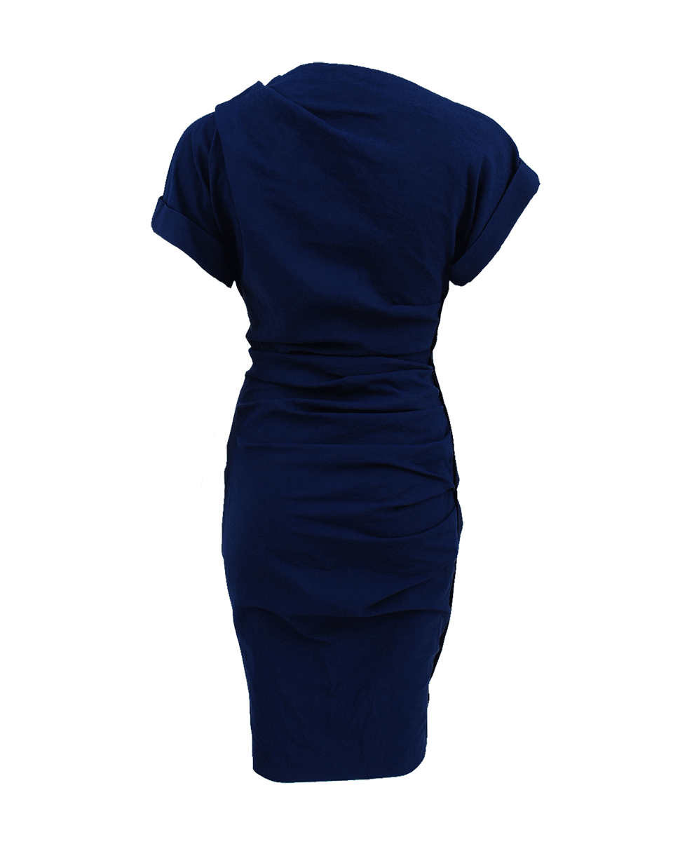 LANVIN-Short Sleeve Ruched Dress-