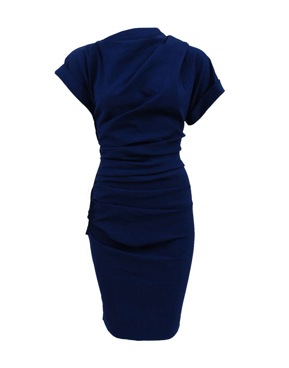 LANVIN-Short Sleeve Ruched Dress-