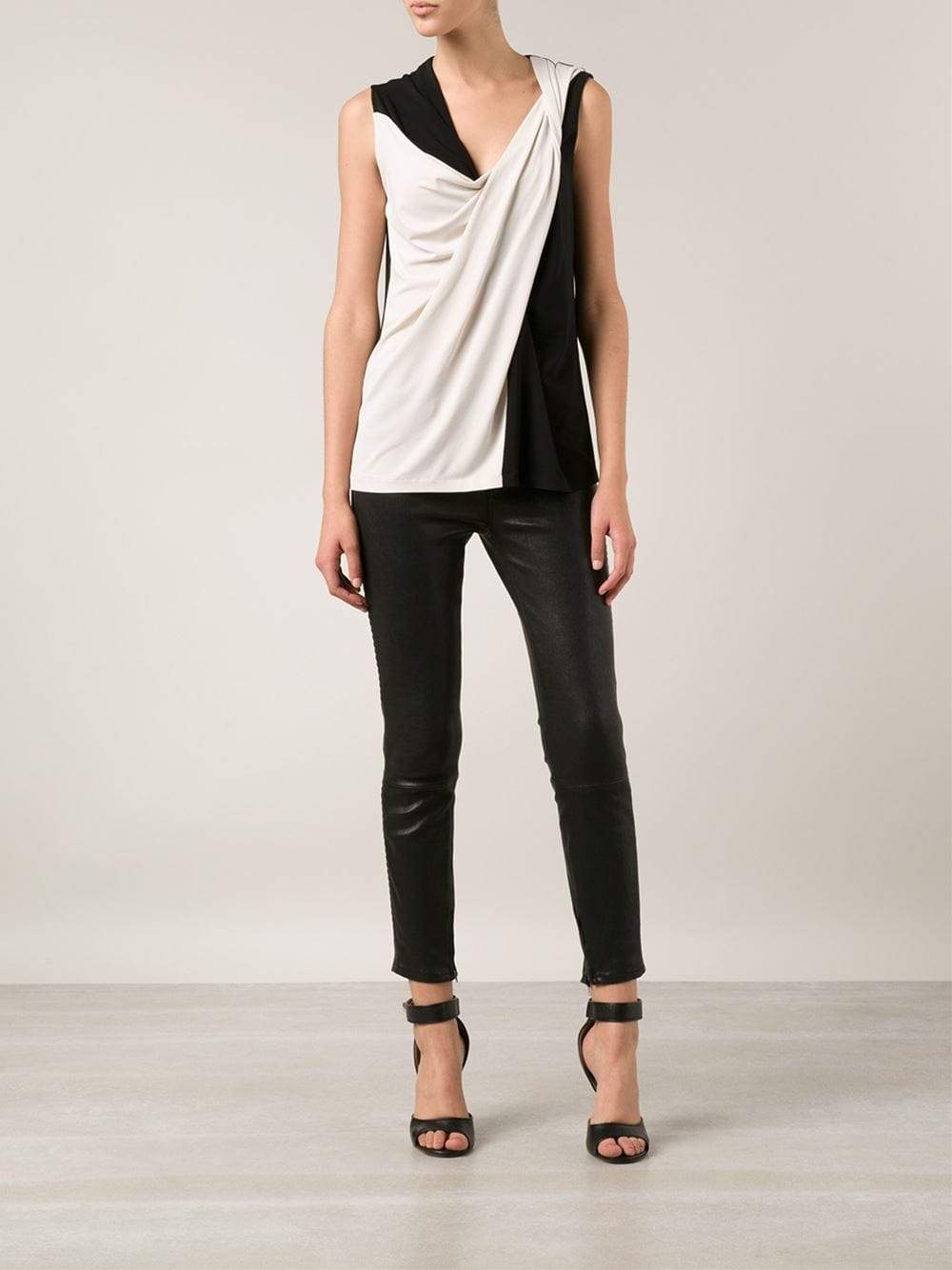 LANVIN-Two-Tone Twist Strap Top-