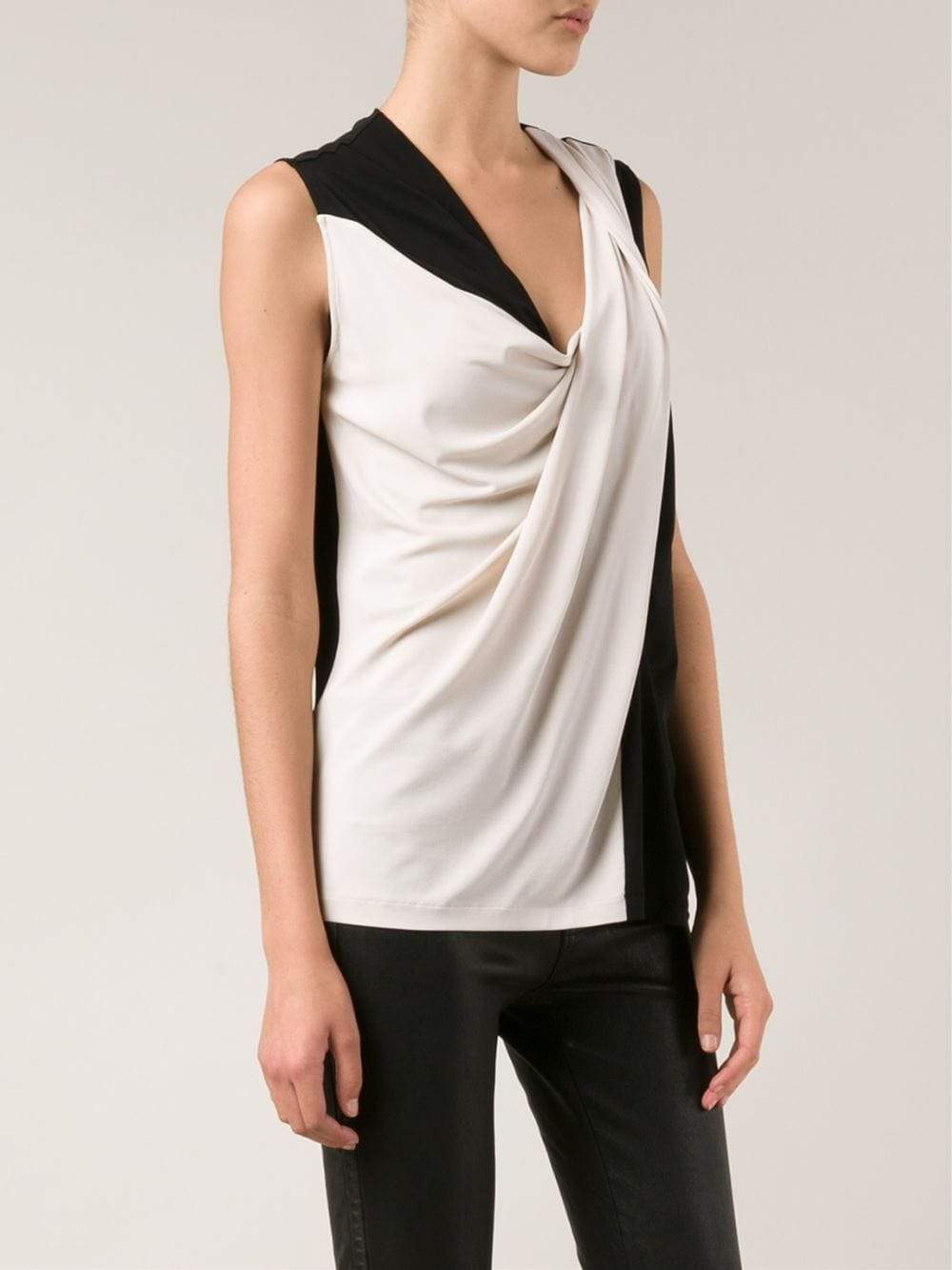 LANVIN-Two-Tone Twist Strap Top-