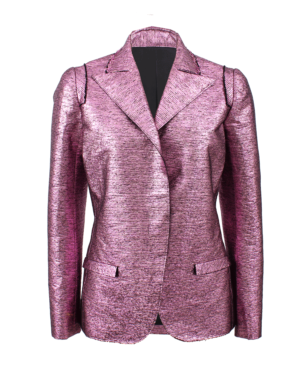 LANVIN-One Button Lame Blazer-