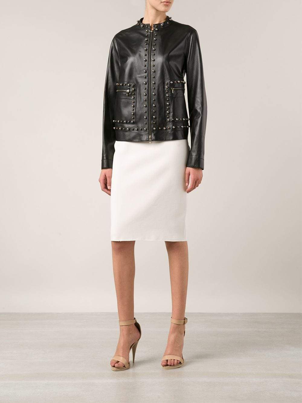 LANVIN-Stud Detail Leather Jacket-