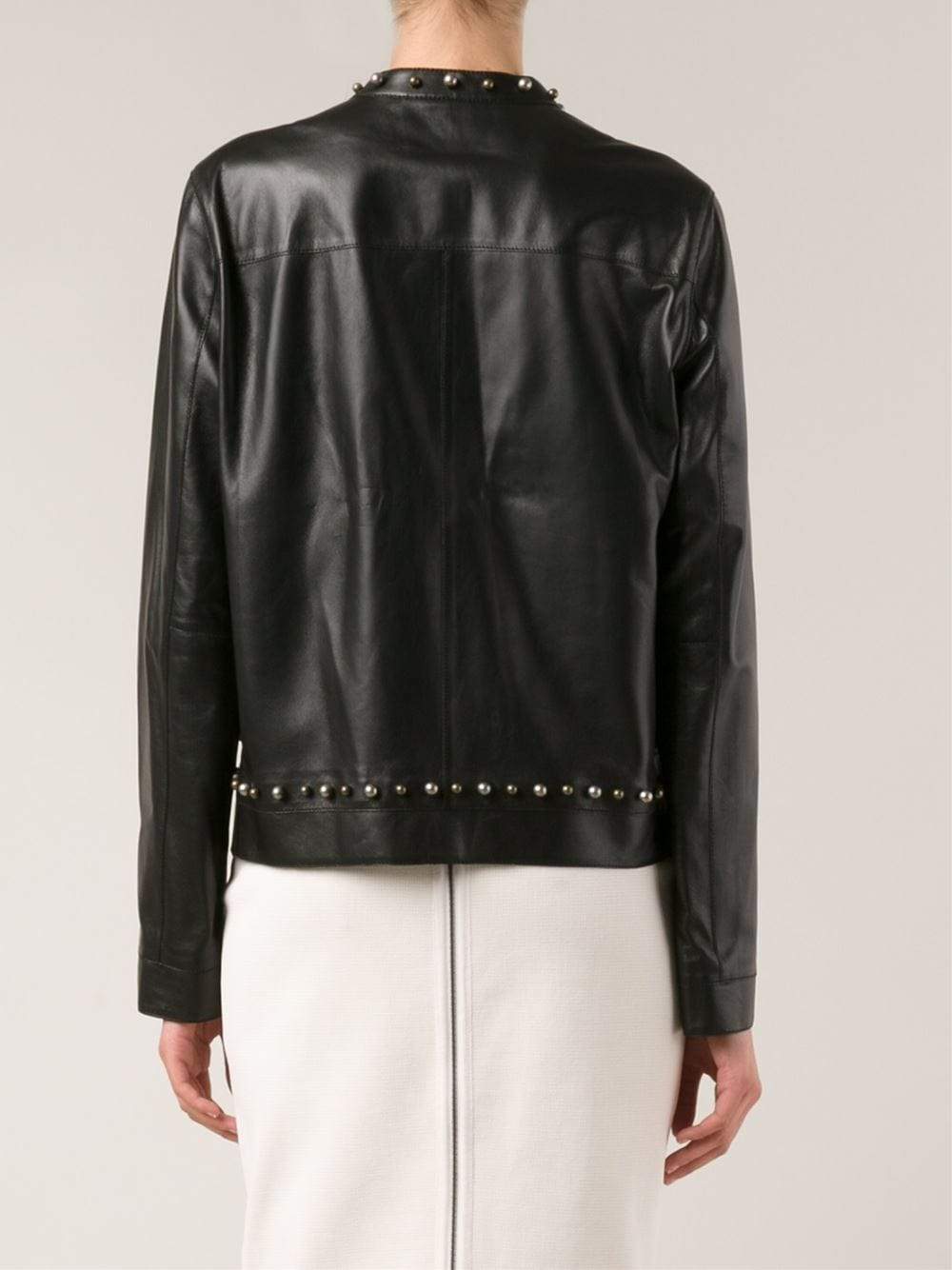 LANVIN-Stud Detail Leather Jacket-