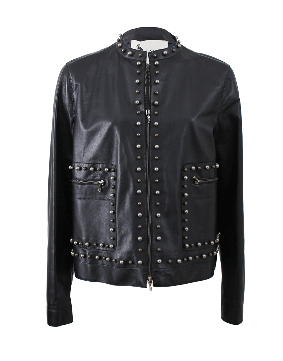 LANVIN-Stud Detail Leather Jacket-