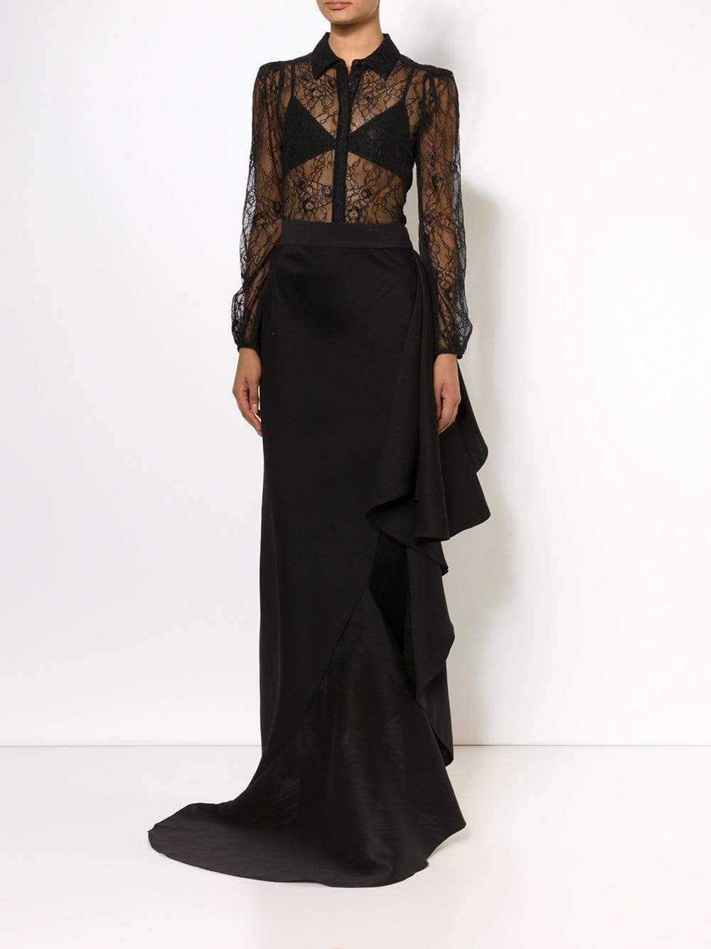 LANVIN-Cascading Evening Skirt-BLACK