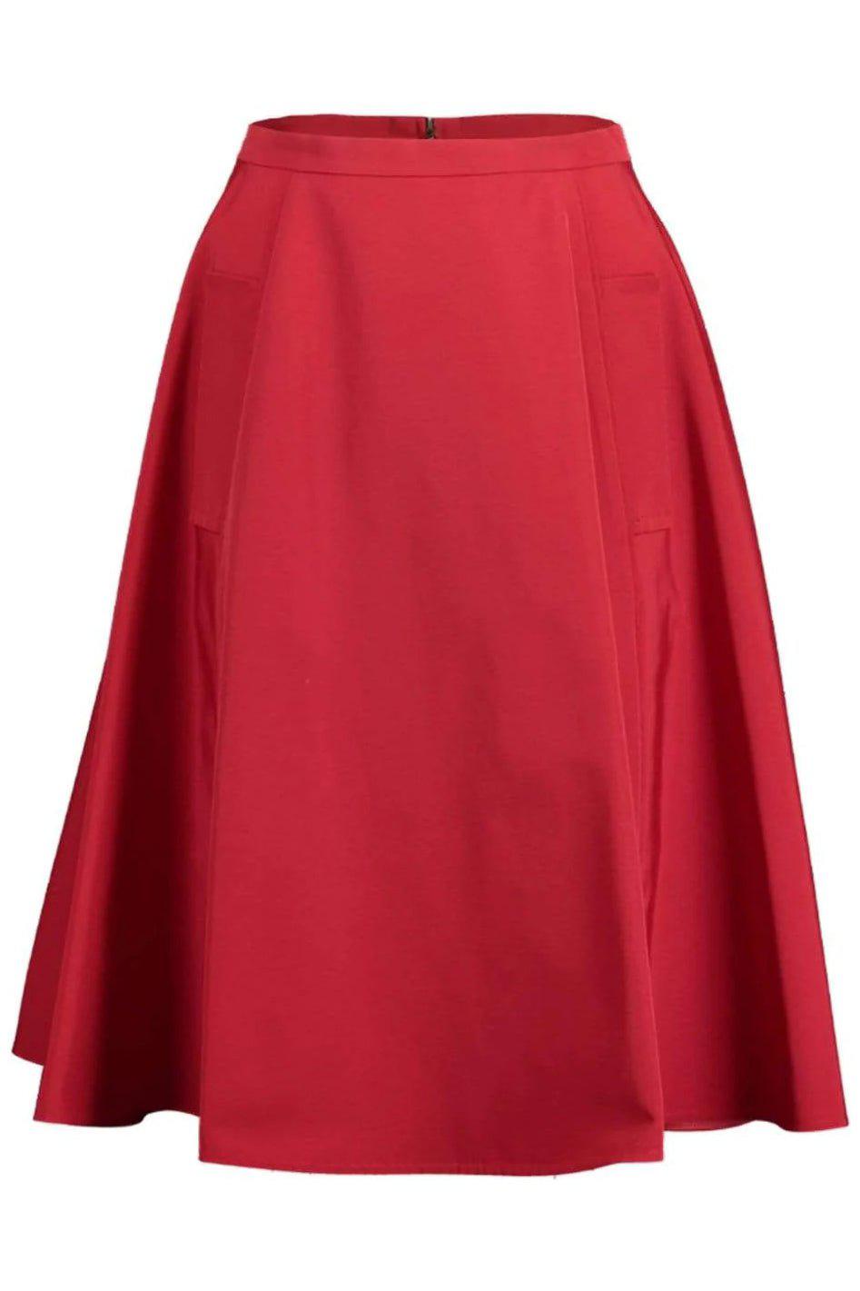 LANVIN-Seam Detail Flare Skirt-RED