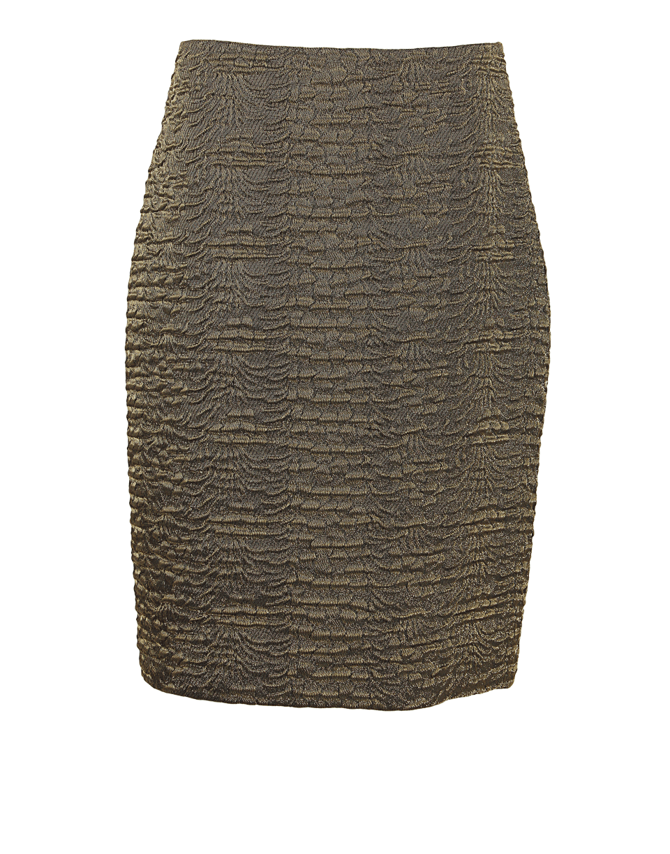 LANVIN-Metallic Waffle-Knit Pencil Skirt-